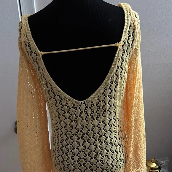 Yellow Crochet Maxi Dress Coverup - Picture 3 of 4
